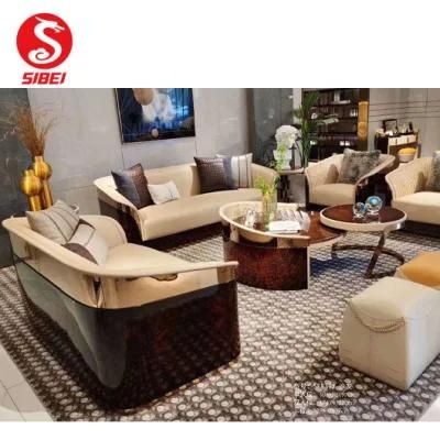 New Design Modern Home Furniture Leisure Leather Sectional Sofa with Coffee Table
