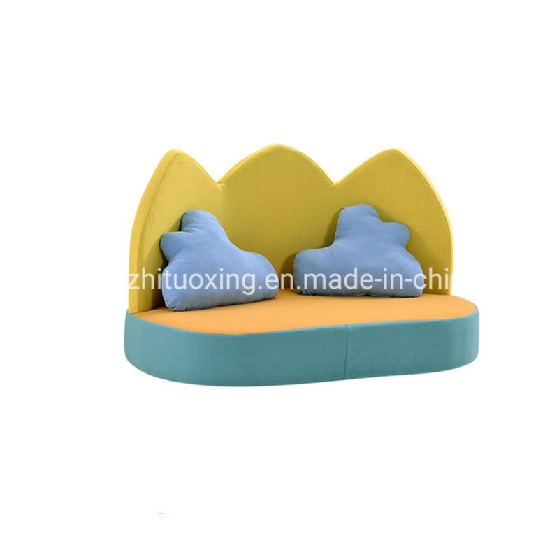 Wooden and Fabric Kids Nursery School Sofa, Modern Home and Living Room Sofa, Preschool and Kindergarten Day Care Center Sofa, Children Double Seat Sofa