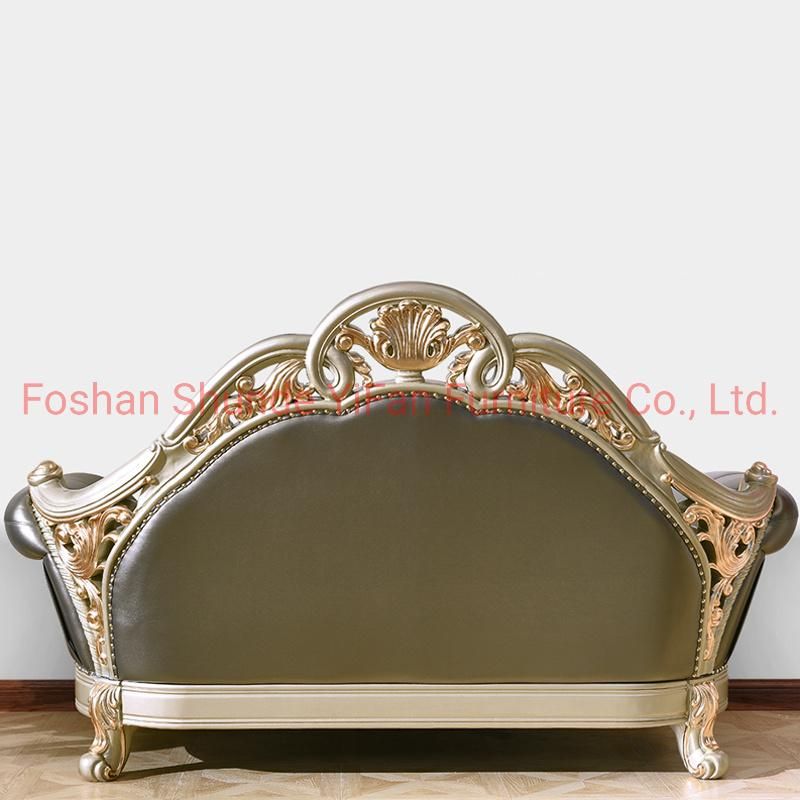 Wood Carved Living Room Luxury Sofa in Optional Couch Seat and Furniture Painting Color