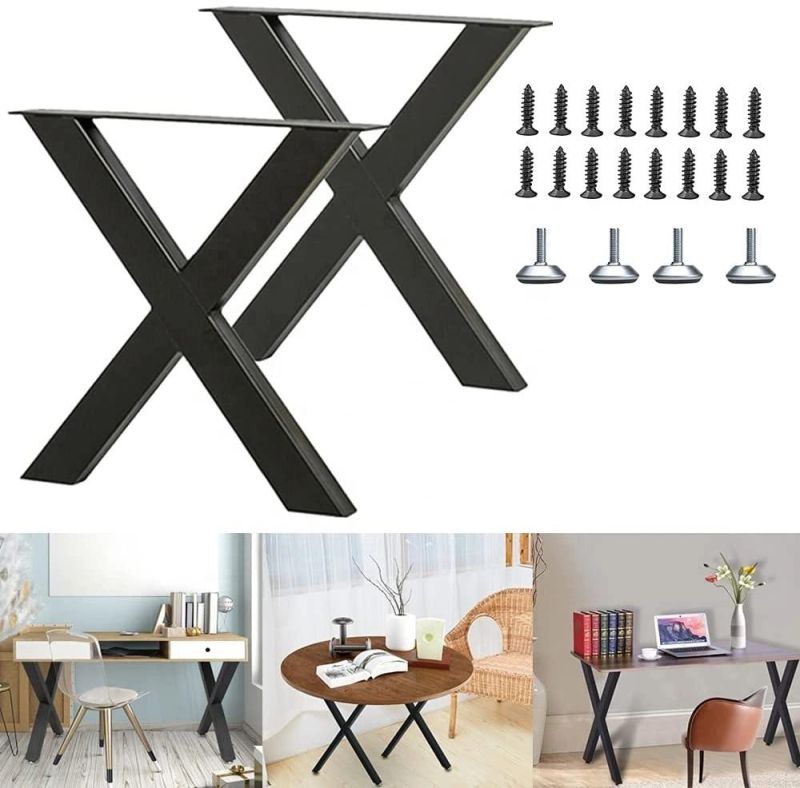 Adjustable Metal Cast Iron Industrial Coffee X Shape Table Legs