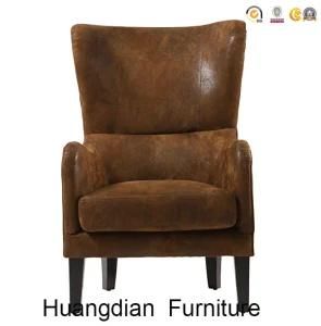 Elegant Living Room Furniture Retro Brown Leather Rivet Line Armchair Sofa