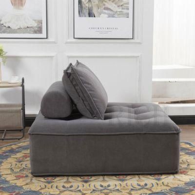 Divano Moderno Single Sofa 1 Seat Modern Velvet Fabric Sofa Grey Furniture Seating Living Room Tufted Velvet Sofa