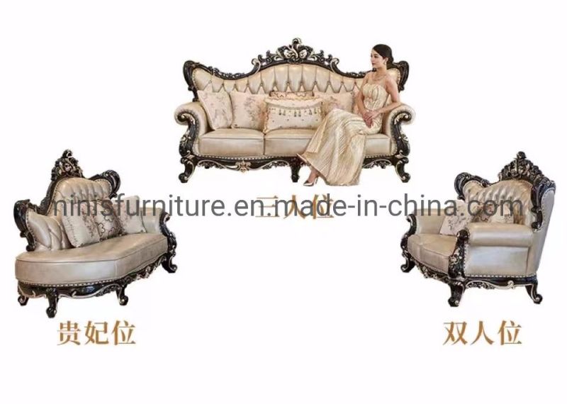 (MN-CSF16) Villa European Style Luxury Living Room Genuine Leather Sofa