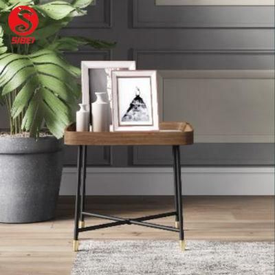 New Arrival MDF Iron Multifunction Foldable Coffee Table Decorative Tray Living Room Sofa Table