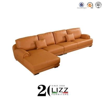 Modern Home Furniture Living Room Set Orange Leather Sofa