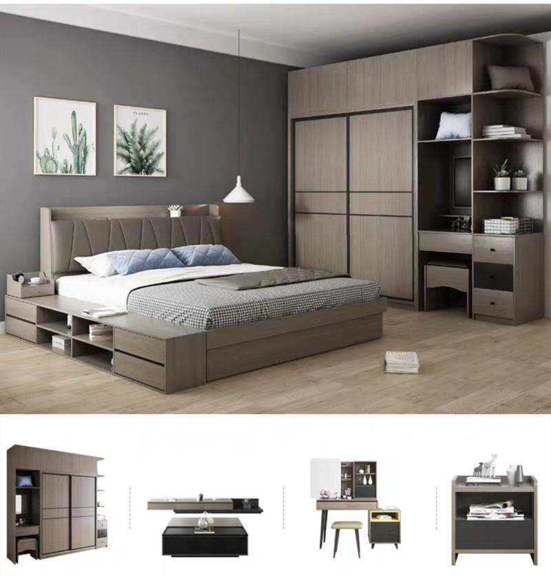 Modern Solid Wooden Home Bedroom Furniture Set Wardrobe Mattress Storage Double Single King Size Sofa Wall Bed