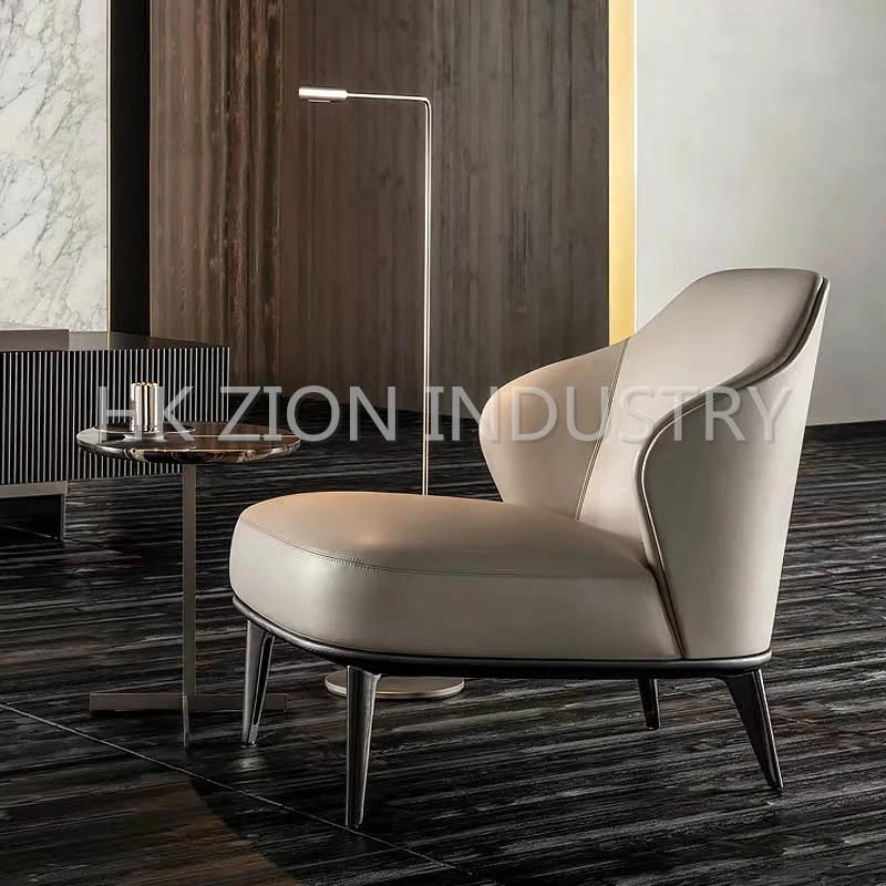 Nordic Style Modern Leather Single Sofa Chair Wooden Sofa Manufacturers Furnitures House Sofa Set Luxury Lounge Sofa Reception Chair Negotiate Chair Sofa