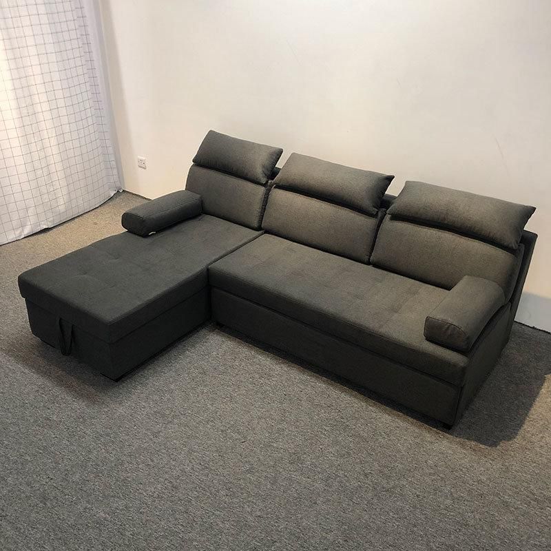 Faux Leather Sectional with Headrest Convert Type Sofa with Storage Locker