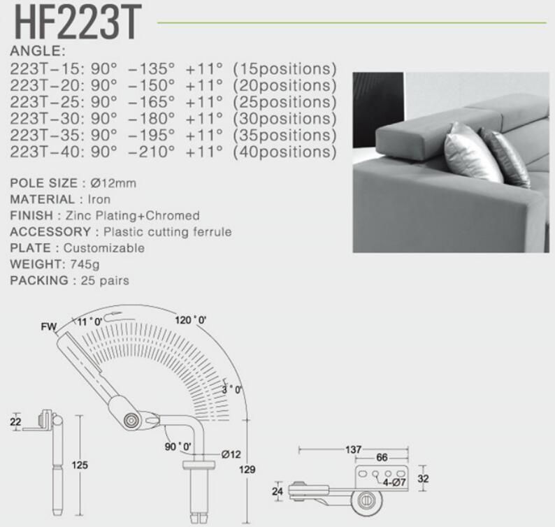 Furniture hardware removable sofa headrest hinge