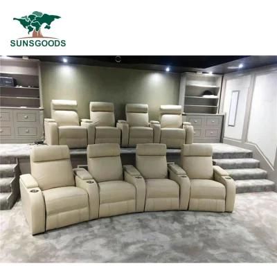 American Style Home Theater Cinema Furniture Genuine Leather Manual Recliner Sofa