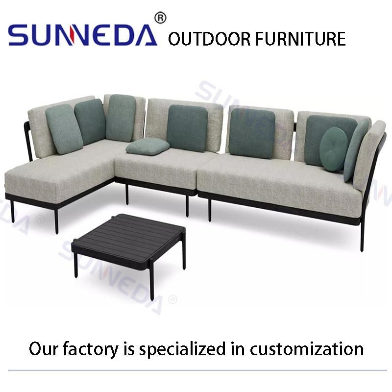 Modern Aluminum Frame Corner Sofa Matches Tea Table