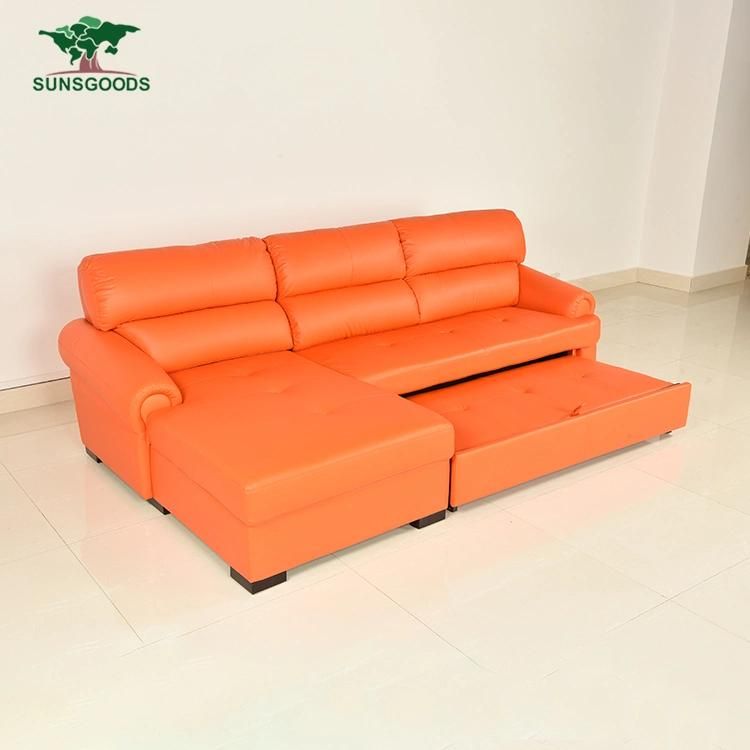Orange Modern Sofa Design Elegance Leather Sofa Living Room Sofa Bed