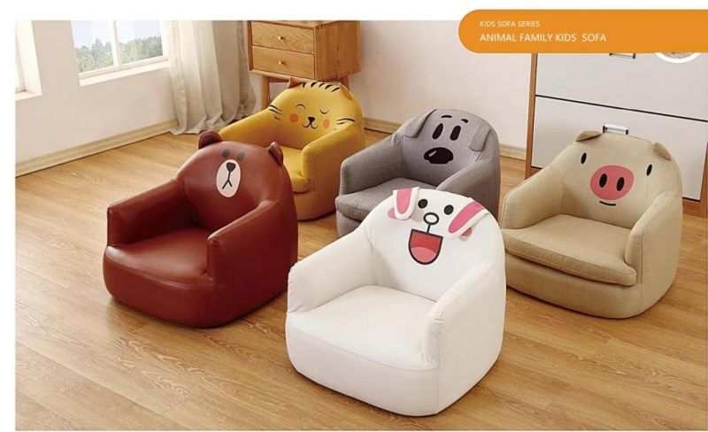 Living Room Baby Sofa Leather Kids Sofa, Day Care Center Sofa, Child Care Center Sofa, Cartoon Baby Sofa, Children Cute and Lovely Single Sofa