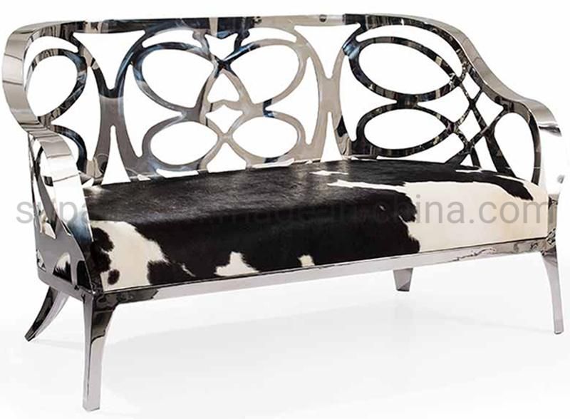 Luxury Hotel Furniture Stainless Steel Frame 3 Seater Fabric Sofa