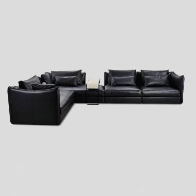 Concise Home Fty Best Selling Living Room Furniture Genuine Leather Upholstered L Shape Sofa Set