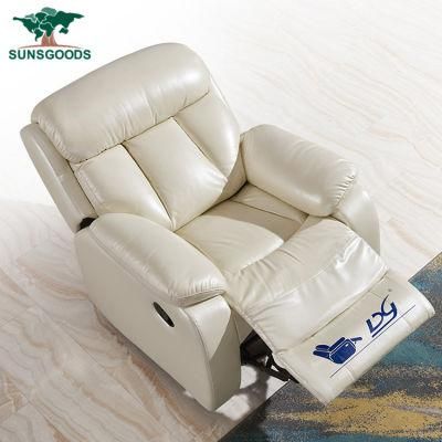 American Style Living Room Furniture Genuine Recliner Leather Modern Wood Frame Sofa