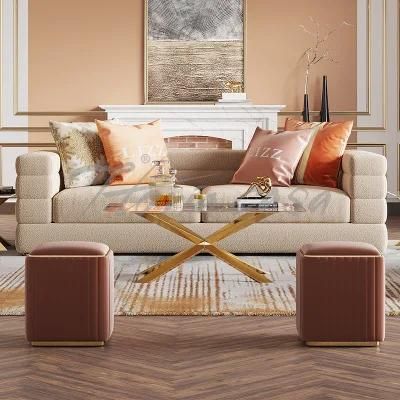 New Arrivals Luxury Velvet Office Furniture Sectional Modern Dubai Beige Home Fabric Sofa Set for Living Room