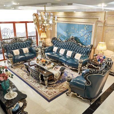 Antique Furniture Factory Wholesale Wood Carved Classic Luxury Sofa Set in Optional Couch Seat and Paint Color