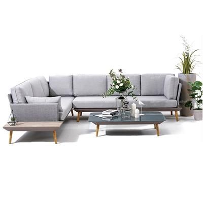 Patio Outdoor Garden Teak Wooden Sofa Set Corner L Shape Lounge Furniture