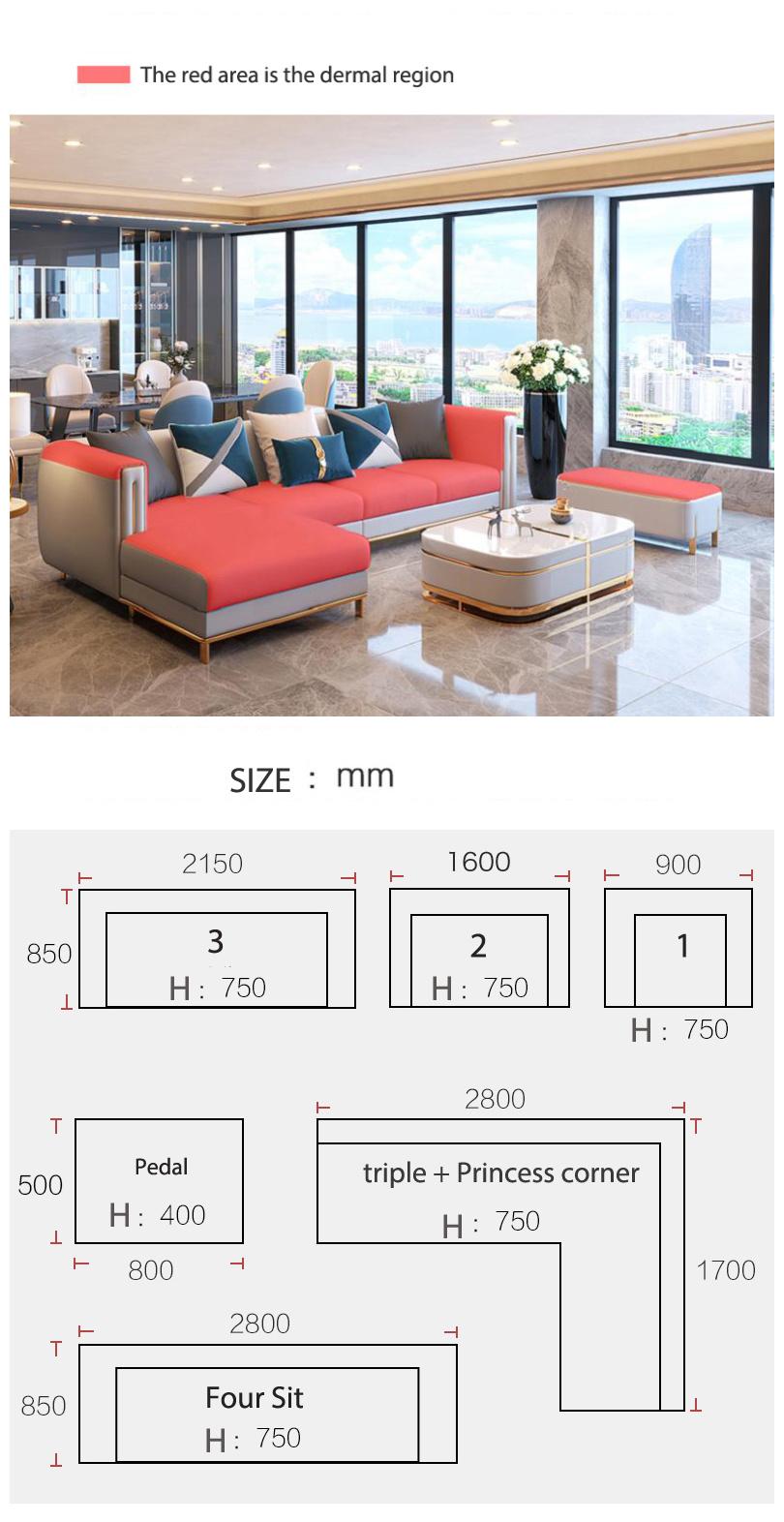 Cheap 3 Seater European Style Sofa Leather
