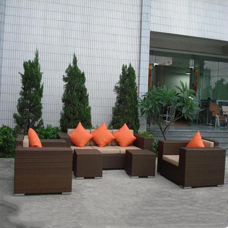 Modern Simple Design Sectional Sofa Brown Rattan Living Room Sofa