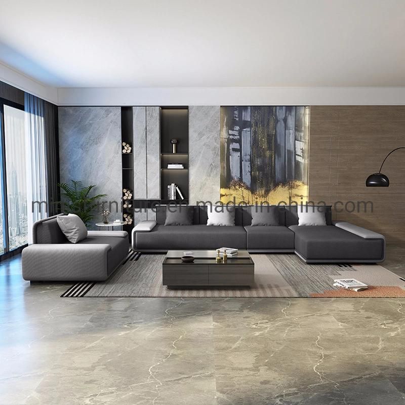 (MN-SF43) Factory Grey Fabric Living Room L-Shaped Sofa