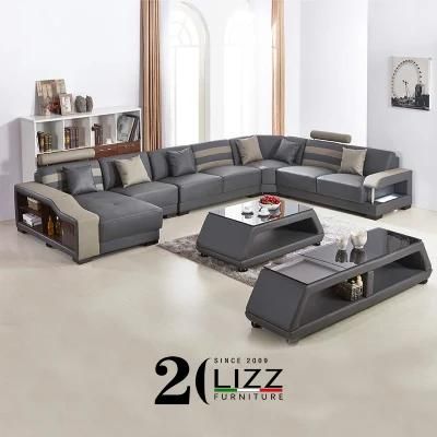 European Style Italian Leisure Leather U Shape Luxury Sectional Sofa