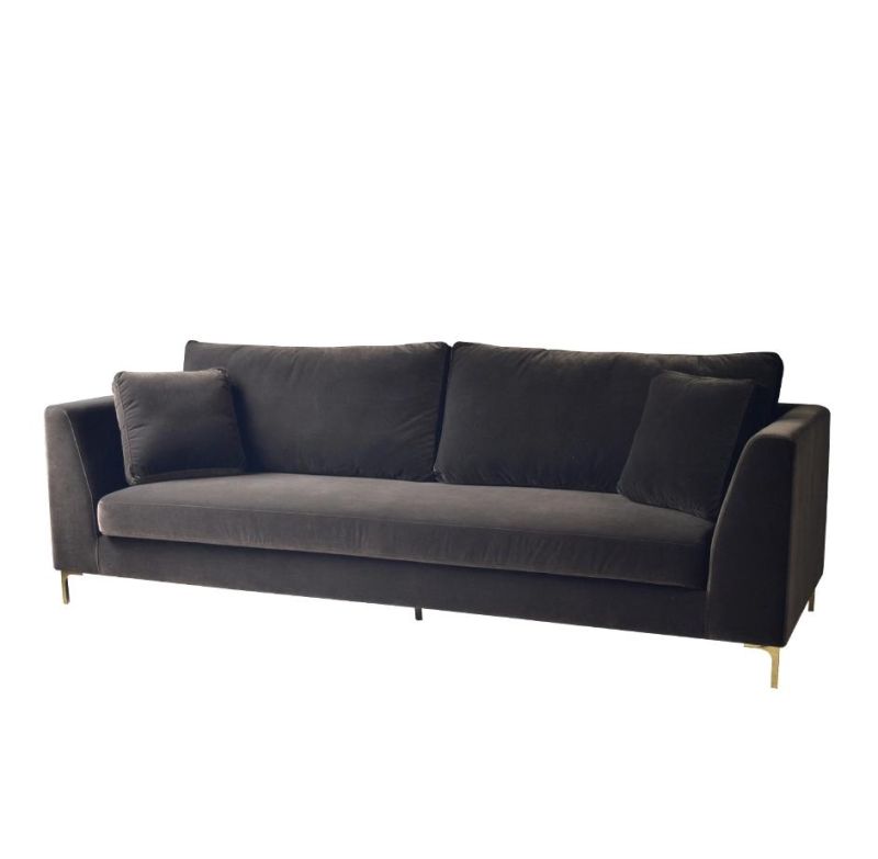 Apartment Living Room Velvet Cover Barss Legs Three Seater Sofa Couch