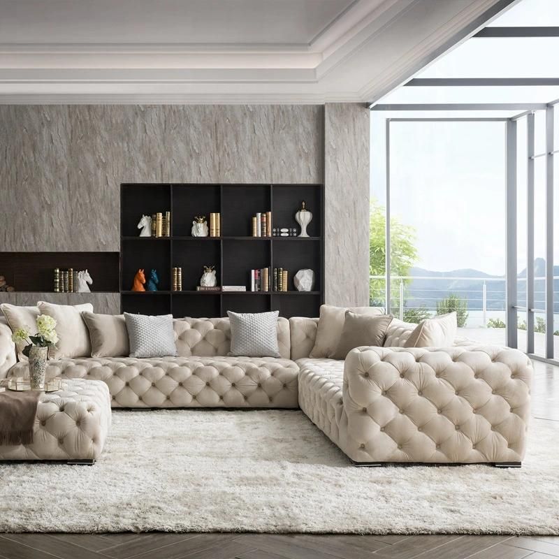 Italian Furniture Living Room Sofa Set Modern Furniture Luxury Upholstery Fabric Sectional Sofa L Shape Corner Sofa