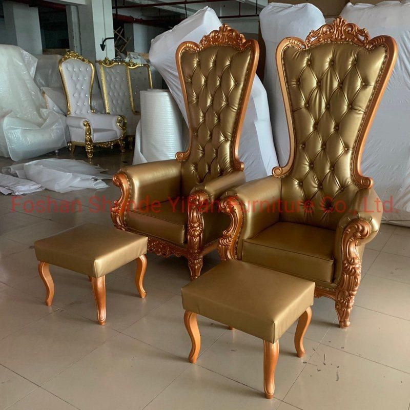 Hotel Lobby Furniture High Back King Throne Wedding Chairs in Optional Sofa Chair Color and Couch Cover Material