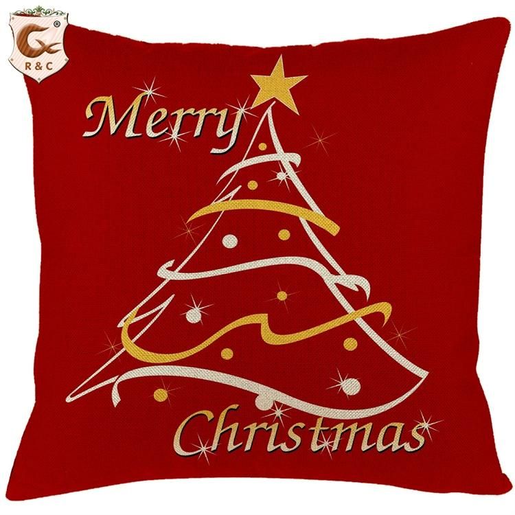 Hot Selling Custom Sofa Pillow Covers Red Funny Christmas Cushion Cover