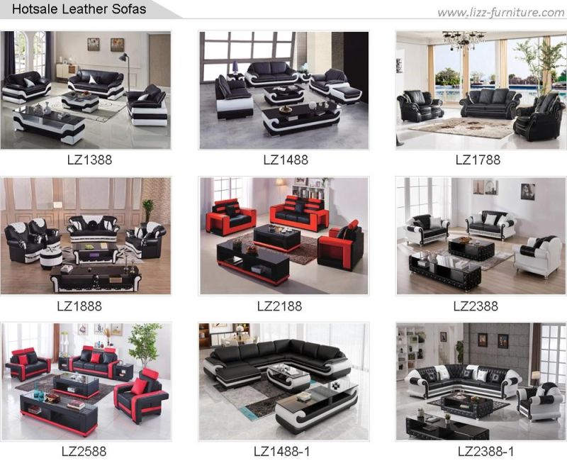 Popular European Home/Hotel Furniture Lounge Leisure Wooden Leather Sofa Set