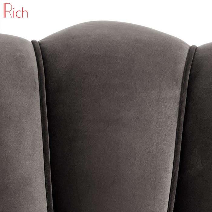 Wholesale Home Decor Furniture Armchair Stainless Steel Legs Dark Grey Velvet Shell Sofa for Hotel Salon Event Living Room Usage