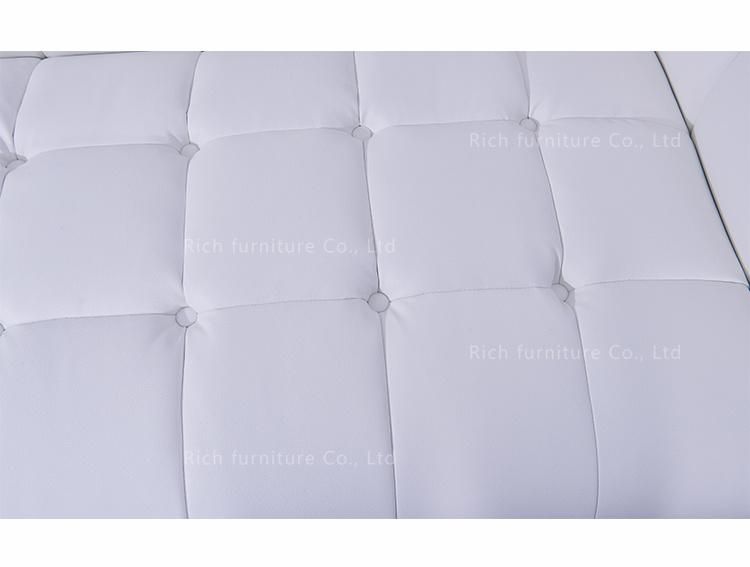 Modern European Furniture White Lounge Couch Luxury Leather Living Room Wooden Sofa