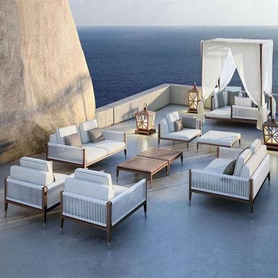 Teak Outdoor Sofa Courtyard Rattan Furniture Outdoor