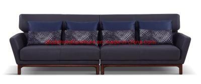 Wing Back Metal Leg Genuine Leather Modern Sofa Set for Living Room