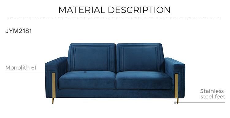 Linsy Modern Blue Velvet Sofa Set Furniture Living Room Modular Sofa Jym2181