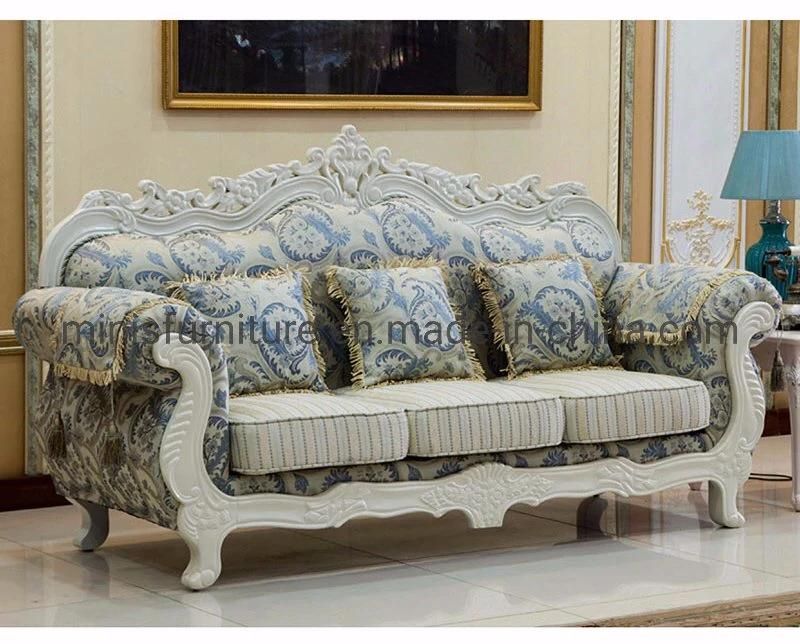 (MN-SF115) Hotel/Home Living Room Furniture European Wood White Leather 1+2+3 Sofa Set