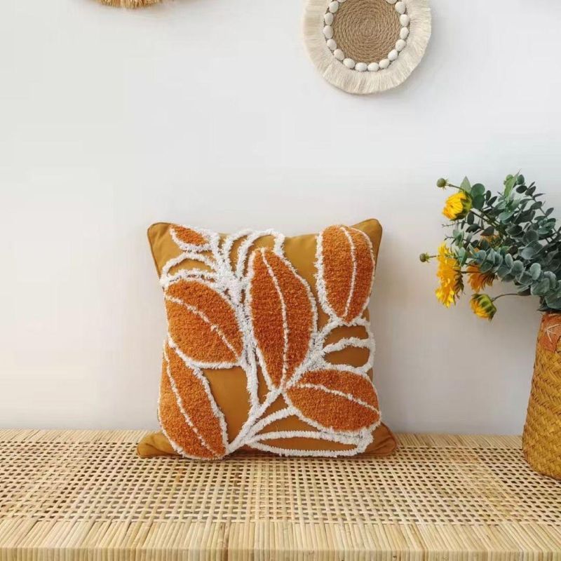 Leaves Leaf Pattern Tufted Cushion Cover Cushion Covers Decorative Home Pillowcase Sofa Cushion Cover