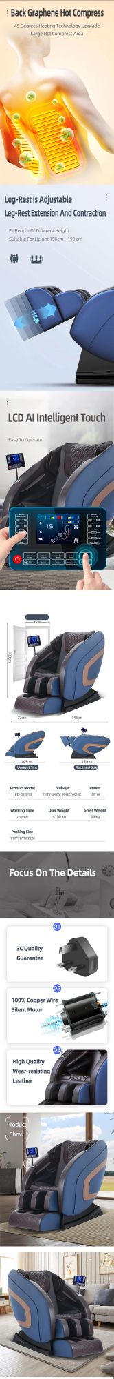 Massage Sofa Zero Gravity Full Body Shiatsu Recliner with Heating Back