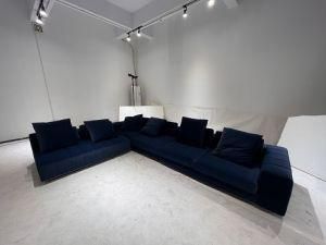 Rodolfo Dordoni Designer Furniture Navy Blue Velvet Minotti Freeman Duvet Sofa Replica for Sale