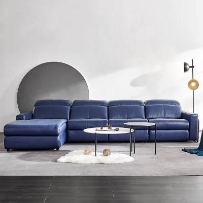 European Style Villa Home Sectional Sofa Furniture Leather Reclining Electronic Functional Sofa