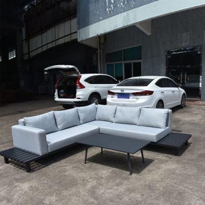 Eco-Friendly Outdoor Aluminum Frame Rattan Corner Fabric Sofa Set Garden Furniture