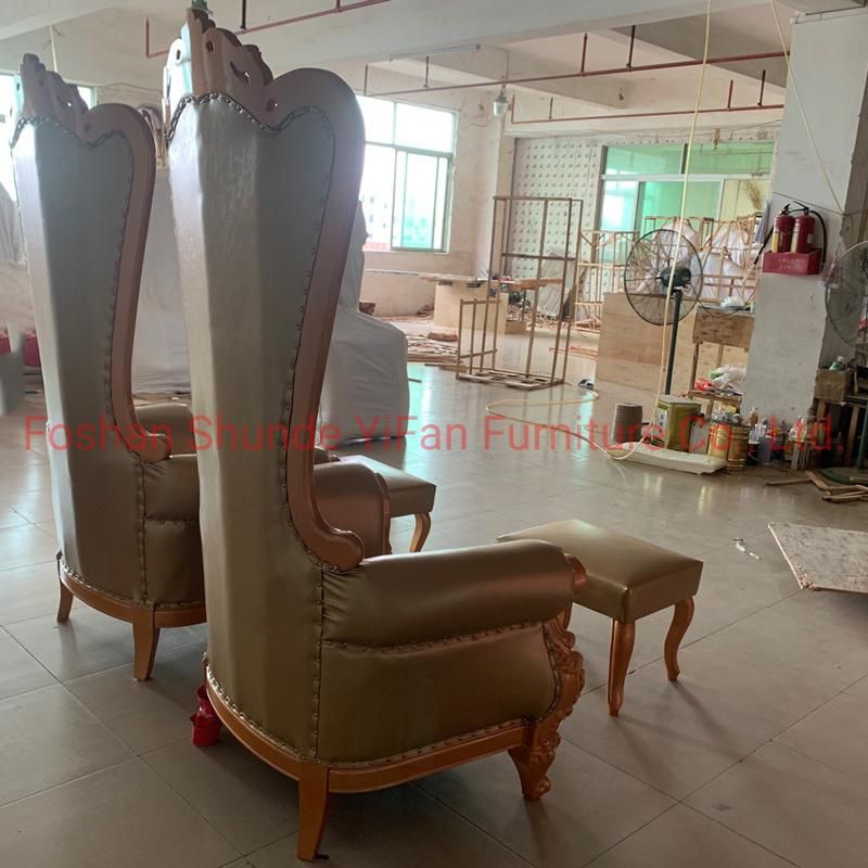 Hotel Lobby Furniture High Back King Throne Wedding Chairs in Optional Sofa Chair Color and Couch Cover Material