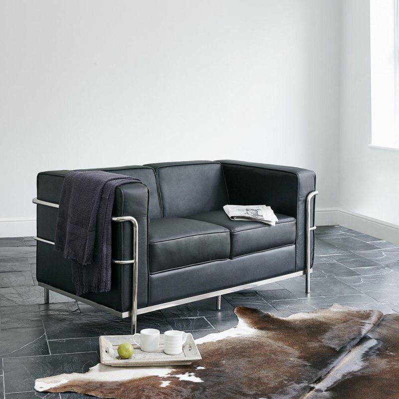 Hot Selling Sofa Black & Chrome 2 Seater Cube Sofa Delivery Available