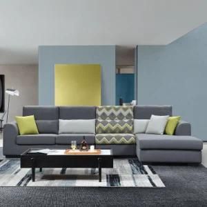 Gray Living Room Furniture Fabric Corner Sofa