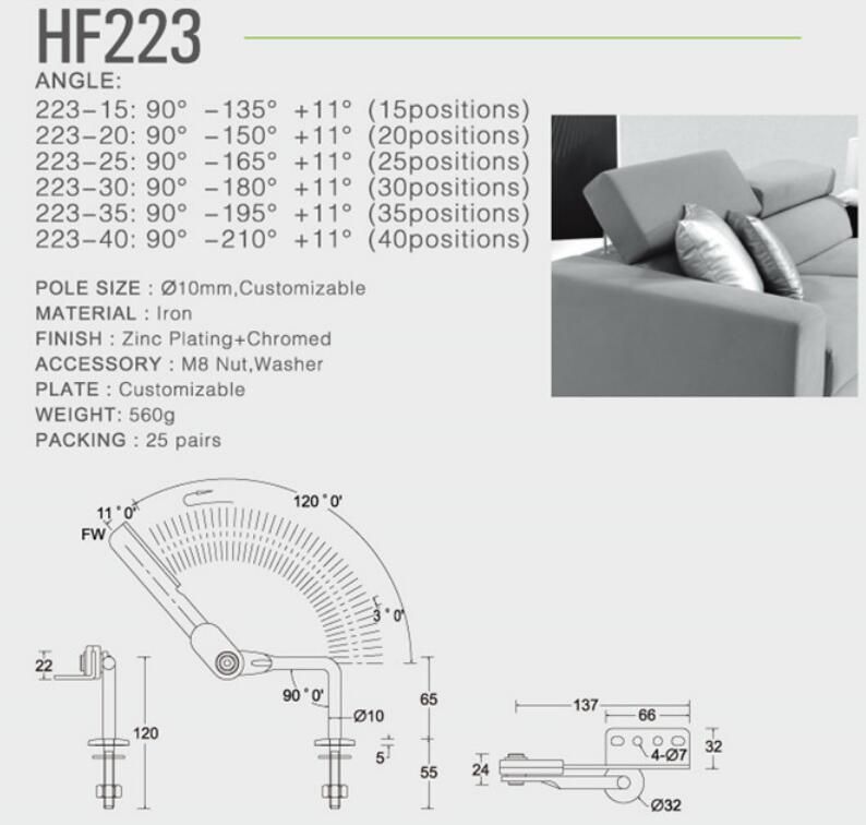 Furniture accessories headrest ratchet sofa hinge