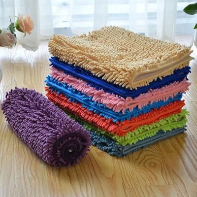 Washable Water Absorbent Latex Backing 100% Polyester Microfiber Bathroom Chenille Shag Bath Mat