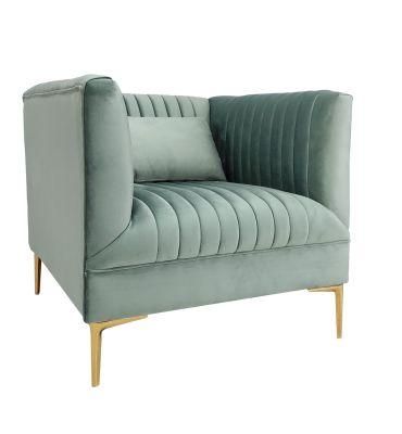Home Stylish Club Sofa Chair Pleated Sofa Armchair with Golden Legs