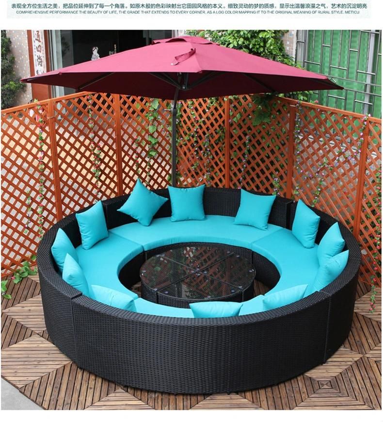 Round Rattan Sofa Leisure Tea Table Combination Sofa